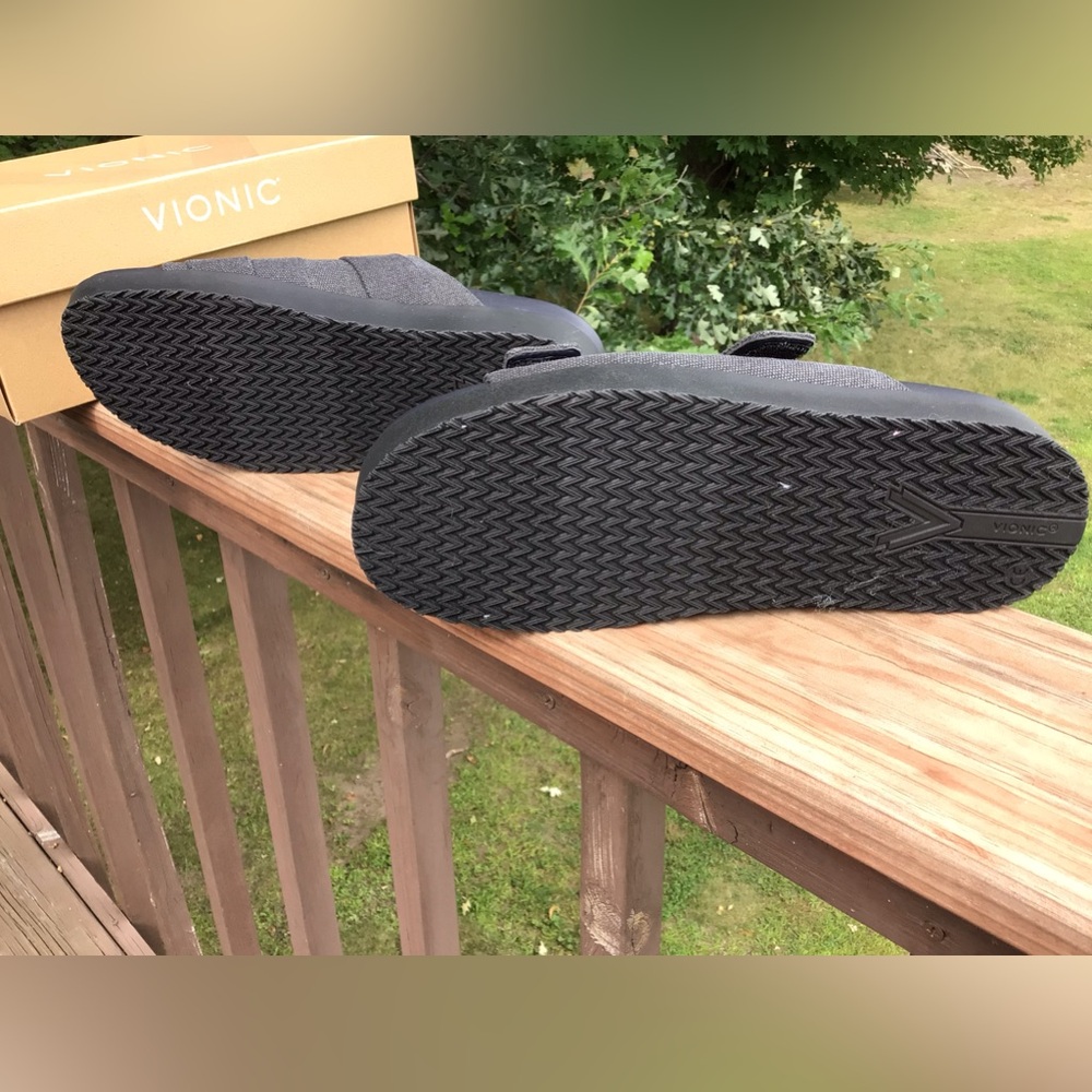 Black and Gray Slide Sandals with adjustable Velcro closure. NIB never worn. - Picture 4 of 5
